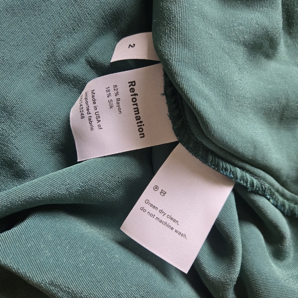 Reformation Emerald Green Melany Velvet Midi Dress - Picture 7 of 8